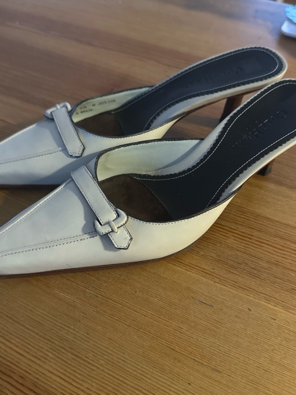 Cole Haan Cream Pointed-Toe Slip-On Mules